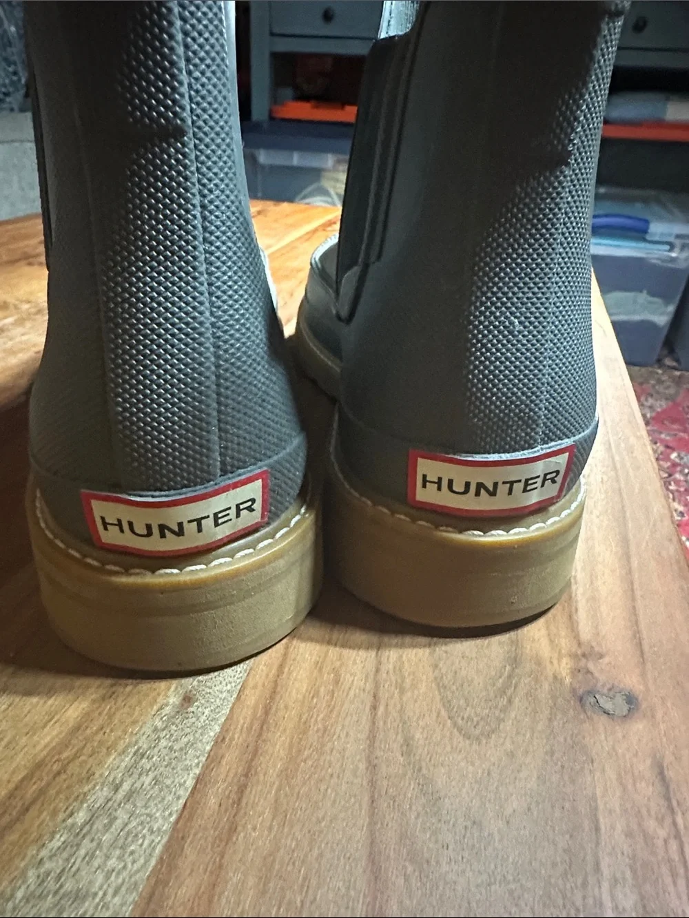 Hunter Men's Chelsea Rain Boots in Olive with Tan Sole